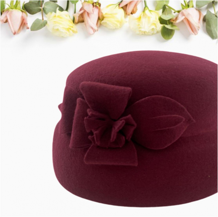 Palarie dama din fetru lux tip toca MISS MAGIC (GRENA) - marime unica, reglabila [4]