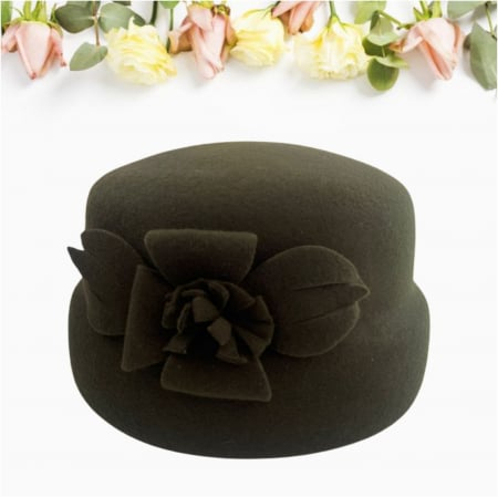 Palarie dama din fetru lux tip toca MISS MAGIC (KAKI) - marime unica, reglabila [3]