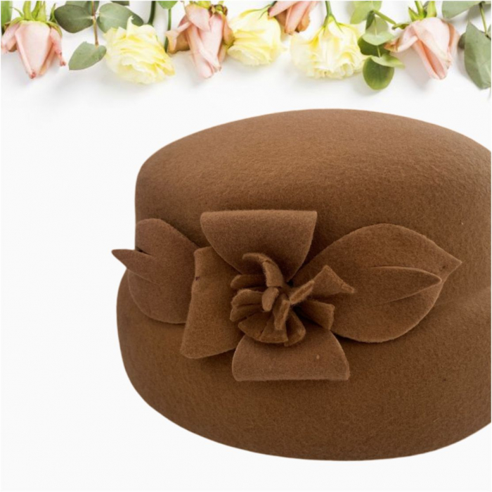 Palarie dama din fetru lux tip toca MISS MAGIC (MARO cappuccino) - marime unica, reglabila [4]