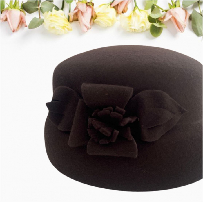 Palarie dama din fetru lux tip toca MISS MAGIC (MARO mahon) - marime unica, reglabila [4]