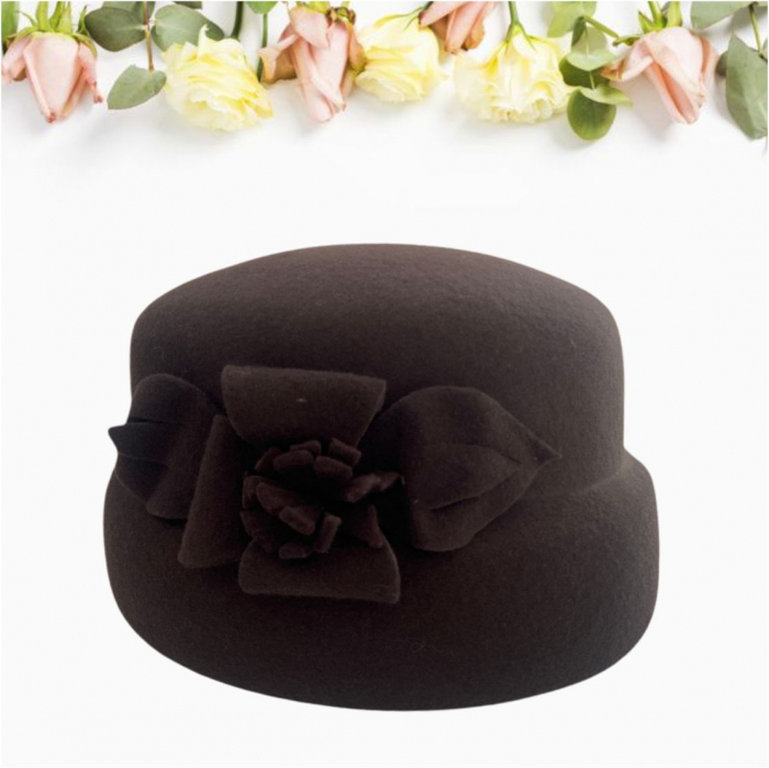 Palarie dama din fetru lux tip toca MISS MAGIC (MARO mahon) - marime unica, reglabila [3]