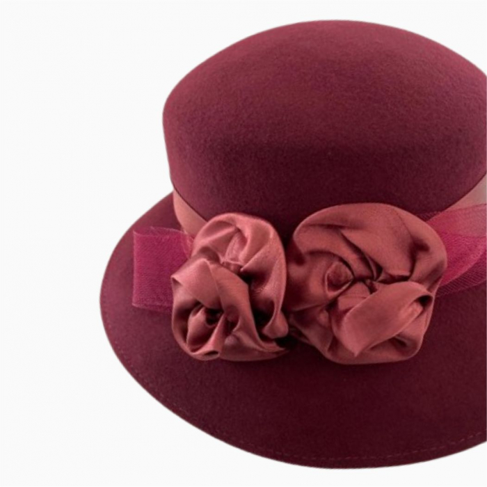 Palarie dama din fetru lux VENETIA LUX (GRENA) - marime unica, reglabila [5]