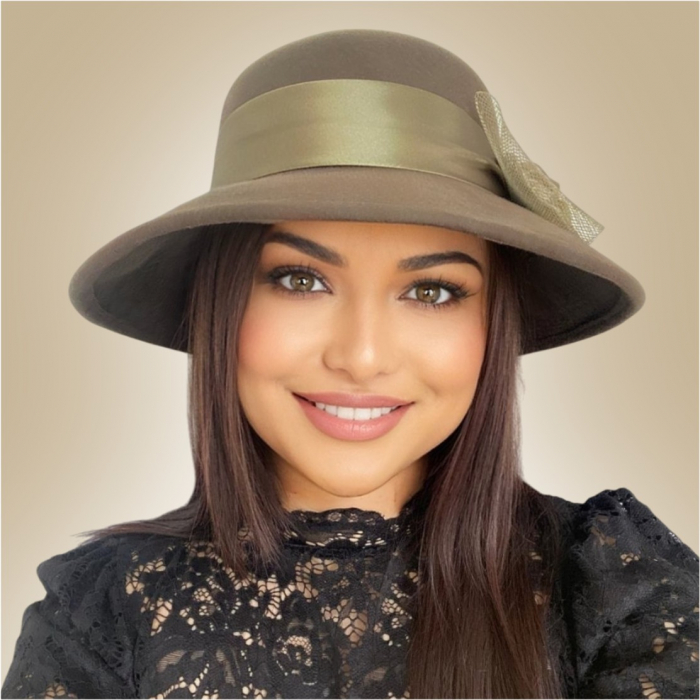 Palarie dama din fetru lux VENETIA LUX (KAKI) - marime unica, reglabila [3]