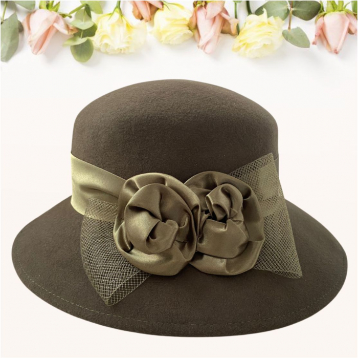 Palarie dama din fetru lux VENETIA LUX (KAKI) - marime unica, reglabila [4]