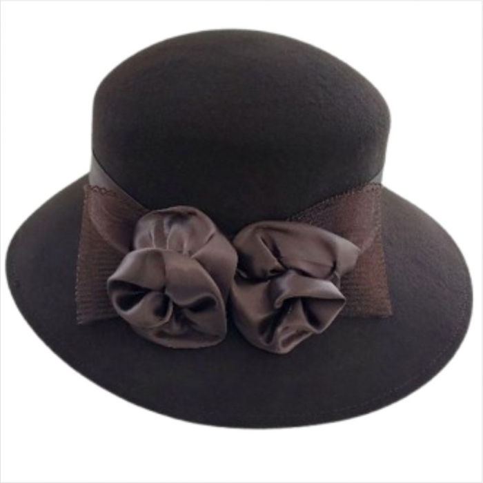 Palarie dama din fetru lux VENETIA LUX (MARO mahon) - marime unica, reglabila [5]