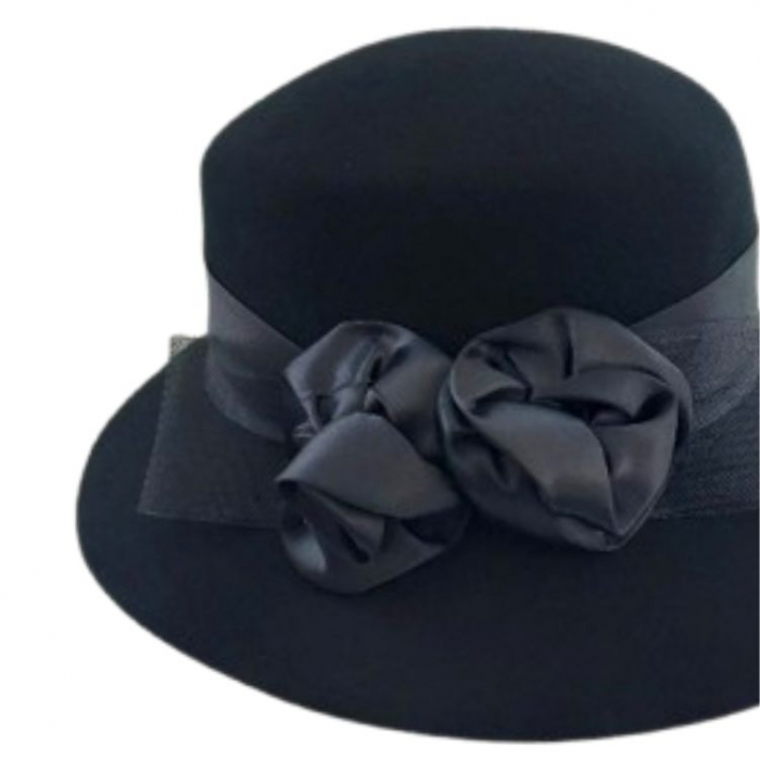 Palarie dama din fetru lux VENETIA LUX (NEGRU) - marime unica, reglabila [5]