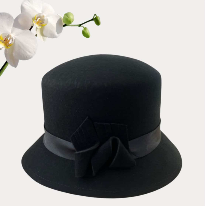 Palarie dama din fetru lux PARIS LUX (NEGRU) - marime unica, reglabila [5]