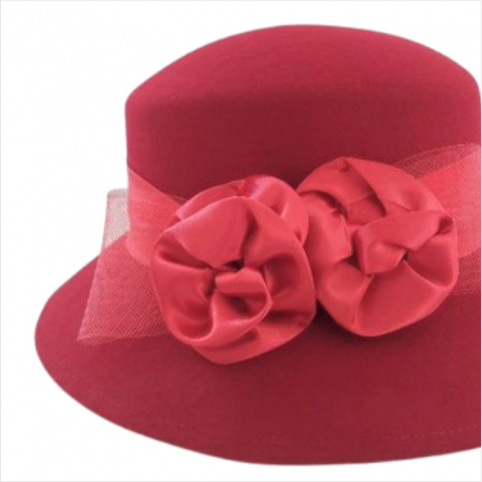 Palarie dama din fetru lux VENETIA LUX (ROSU) - marime unica, reglabila [6]