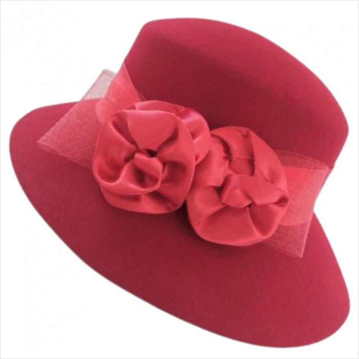 Palarie dama din fetru lux VENETIA LUX (ROSU) - marime unica, reglabila [5]