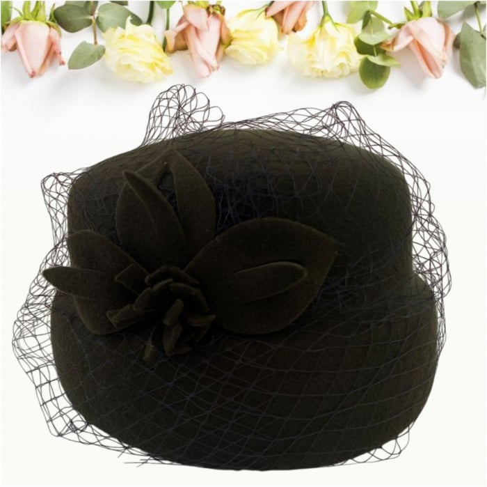 Palarie dama tip toca cu voaleta MAGIC LUX (KAKI) - marime unica, reglabila [3]