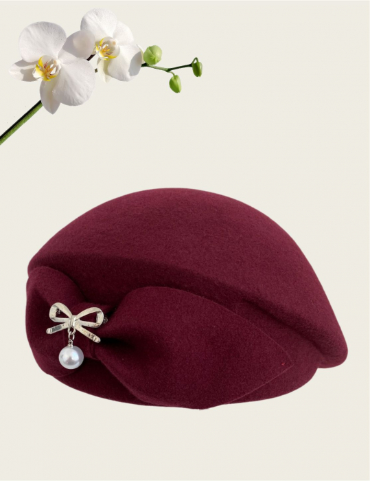 Palarie dama toca PRINCESS LADY -palarie grena, reglabila [4]