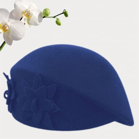 Palarie dama tip toca din fetru lux DUCESA LUX (ALBASTRU) - marime unica, reglabila [4]