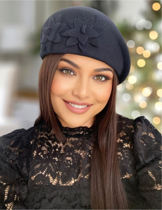 Palarie dama tip toca din fetru lux DUCESA LUX (BLEUMARIN) - marime unica, reglabila [1]