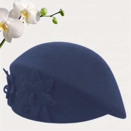 Palarie dama tip toca din fetru lux DUCESA LUX (BLEUMARIN) - marime unica, reglabila [3]