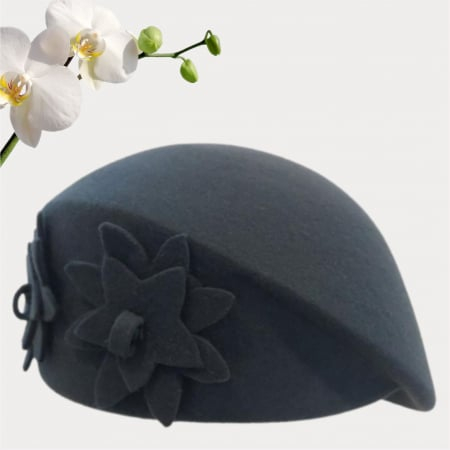 Palarie dama tip toca din fetru lux DUCESA LUX (GRI) - marime unica, reglabila [3]