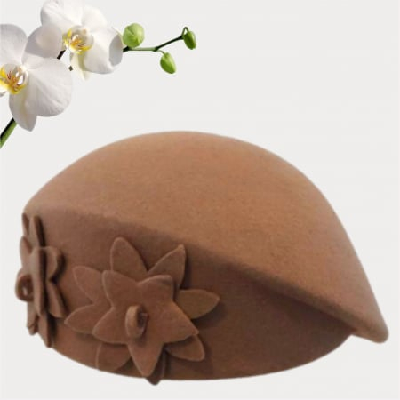 Palarie dama tip toca din fetru lux DUCESA LUX (MARO cappuccino) - marime unica, reglabila [4]