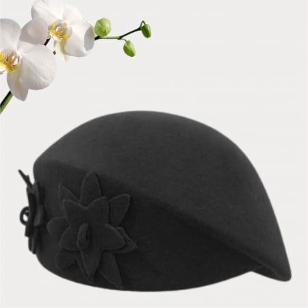 Palarie dama tip toca din fetru lux DUCESA LUX (NEGRU) - marime unica, reglabila [4]