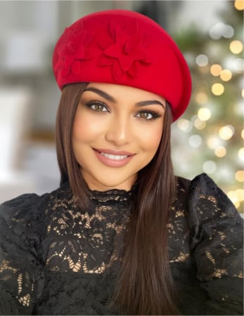 Palarie dama tip toca din fetru lux DUCESA LUX (ROSU) - marime unica, reglabila [1]