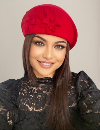 Palarie dama tip toca din fetru lux DUCESA LUX (ROSU) - marime unica, reglabila [2]