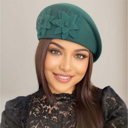 Palarie dama tip toca din fetru lux DUCESA LUX (VERDE) - marime unica, reglabila [3]