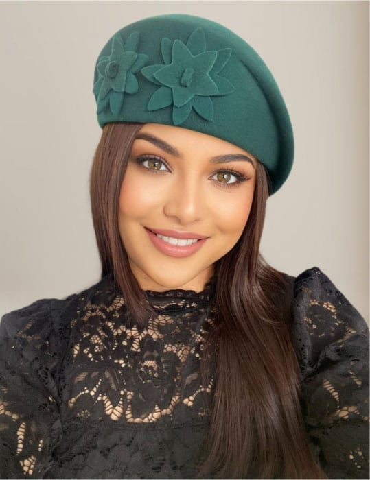 Palarie dama tip toca din fetru lux DUCESA LUX (VERDE) - marime unica, reglabila [1]
