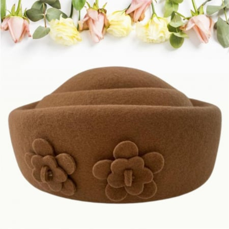 Palarie dama tip toca din fetru lux MARCHIZA LUX (MARO cappuccino) - marime unica, reglabila [4]