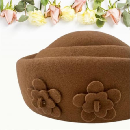 Palarie dama tip toca din fetru lux MARCHIZA LUX (MARO cappuccino) - marime unica, reglabila [6]