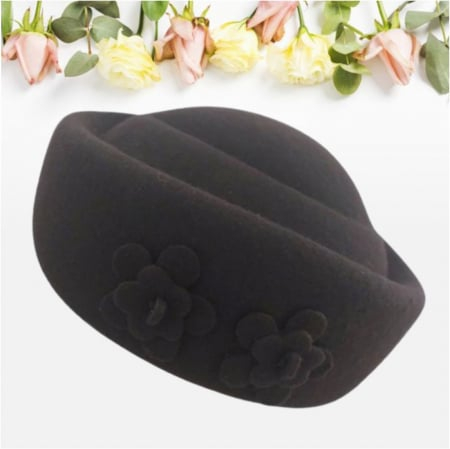 Palarie dama tip toca din fetru lux MARCHIZA LUX (MARO mahon) - marime unica, reglabila [5]