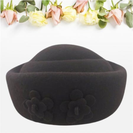 Palarie dama tip toca din fetru lux MARCHIZA LUX (MARO mahon) - marime unica, reglabila [4]