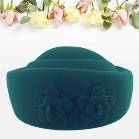 Palarie dama tip toca din fetru lux MARCHIZA LUX (VERDE persan) - marime unica, reglabila [4]