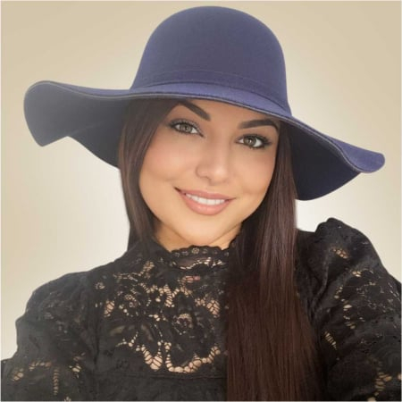 Palarie de dama cu boruri mari MISS ROMA (BLEUMARIN) - marime unica, reglabila [2]