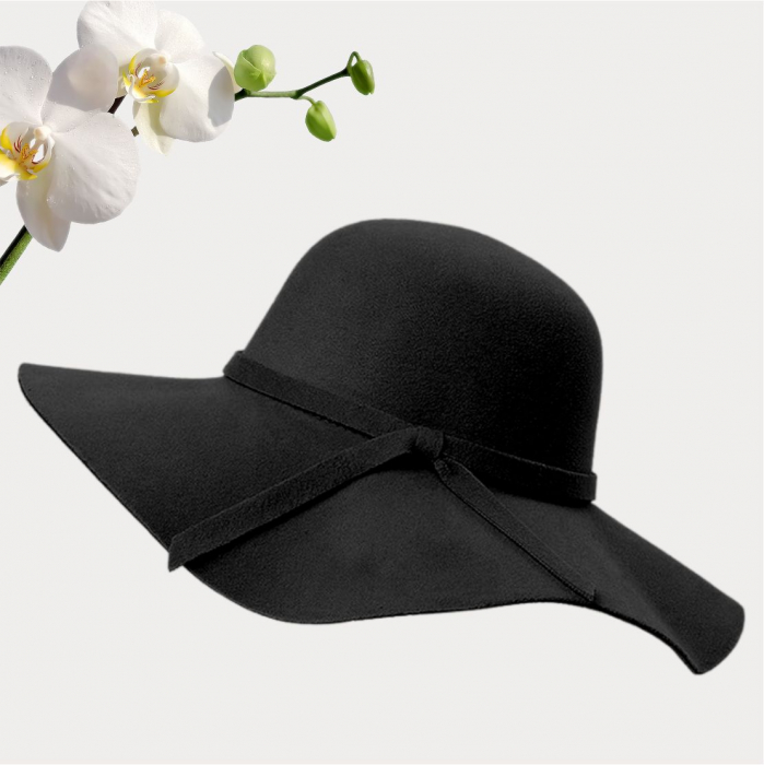Palarie dama cu boruri mari MISS ROMA (NEGRU) - marime unica, reglabila [5]
