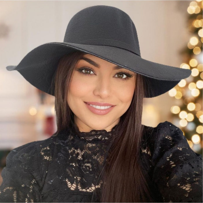 Palarie dama cu boruri mari MISS ROMA (NEGRU) - marime unica, reglabila [3]