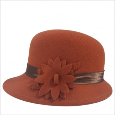Palarie din fetru lux cu boruri tip sepcuta BARONESS LUX (CARAMIZIU) - marime unica, reglabila [4]