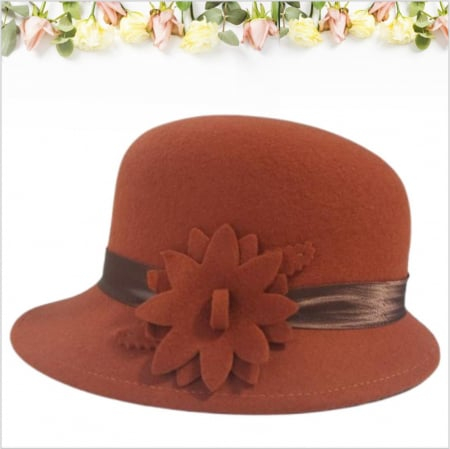Palarie din fetru lux cu boruri tip sepcuta BARONESS LUX (CARAMIZIU) - marime unica, reglabila [3]