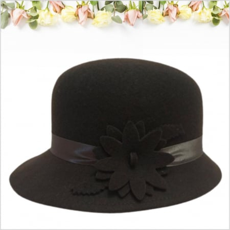 Palarie din fetru lux cu boruri tip sepcuta BARONESS LUX (MARO mahon) - marime unica, reglabila [3]