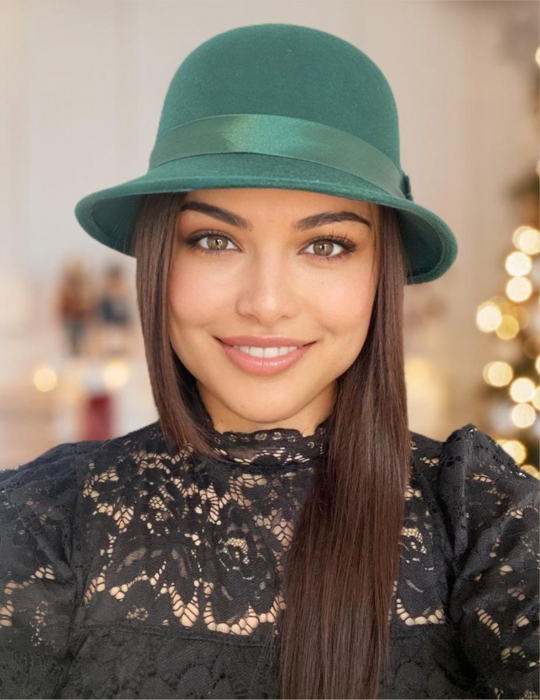 Palarie din fetru lux cu boruri tip sepcuta BARONESS LUX (VERDE) - marime unica, reglabila [1]