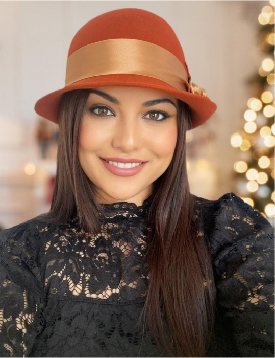 Palarie din fetru lux cu panglica din satin NOBLESS LUX (CARAMIZIU) - marime unica, reglabila [1]