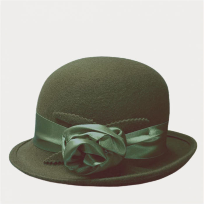 Palarie din fetru lux cu panglica din satin NOBLESS LUX (KAKI) - marime unica, reglabila [4]