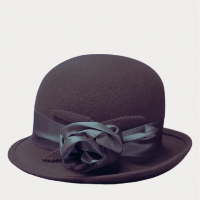 Palarie din fetru lux cu panglica din satin NOBLESS LUX (MARO mahon) - marime unica, reglabila [5]
