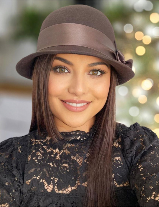 Palarie din fetru lux cu panglica din satin NOBLESS LUX (MARO mahon) - marime unica, reglabila [6]