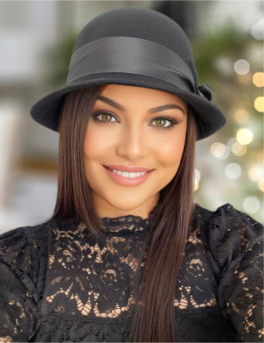 Palarie din fetru lux cu panglica din satin NOBLESS LUX (NEGRU) - marime unica, reglabila [6]