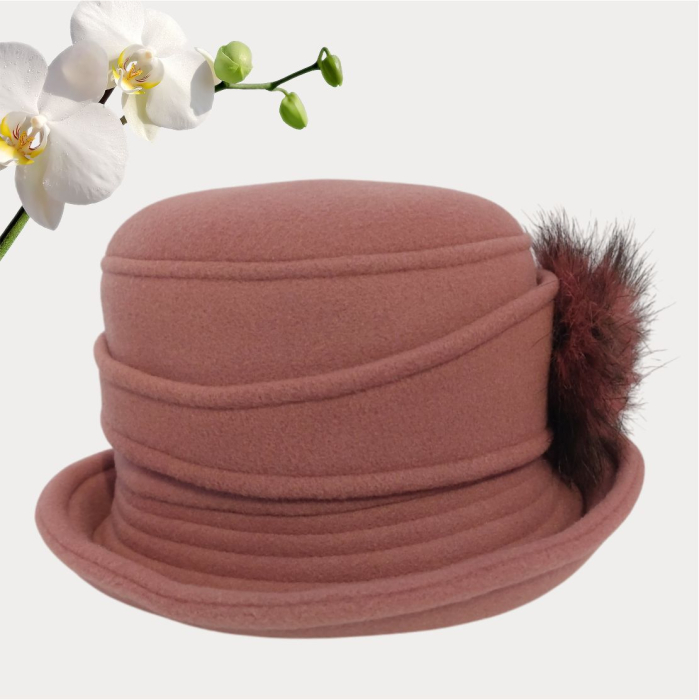 Palarie eleganta si calduroasa din polar lux MISS ELEGANCE (ROZ pudra) [4]