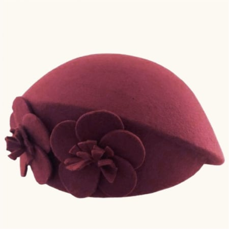 Palarie eleganta tip toca din fetru lux REGINA LUX (GRENA) - marime unica, reglabila [4]