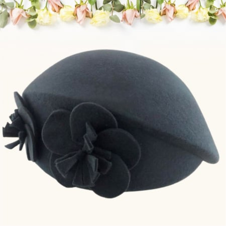 Palarie eleganta tip toca din fetru lux REGINA LUX (GRI) - marime unica, reglabila [3]