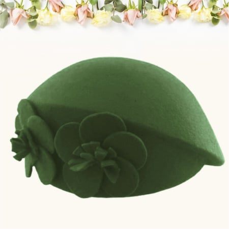 Palarie eleganta tip toca din fetru lux REGINA LUX (KAKI) - marime unica, reglabila [3]