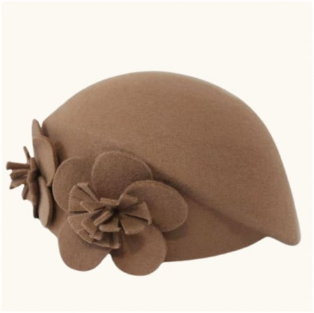 Palarie eleganta tip toca din fetru lux REGINA LUX (MARO cappuccino) - marime unica, reglabila [4]