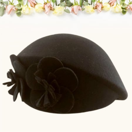 Palarie eleganta tip toca din fetru lux REGINA LUX (MARO mahon) - marime unica, reglabila [3]