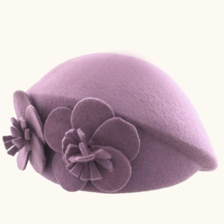 Palarie eleganta tip toca din fetru lux REGINA LUX (ROZ pudra) - marime unica, reglabila [4]