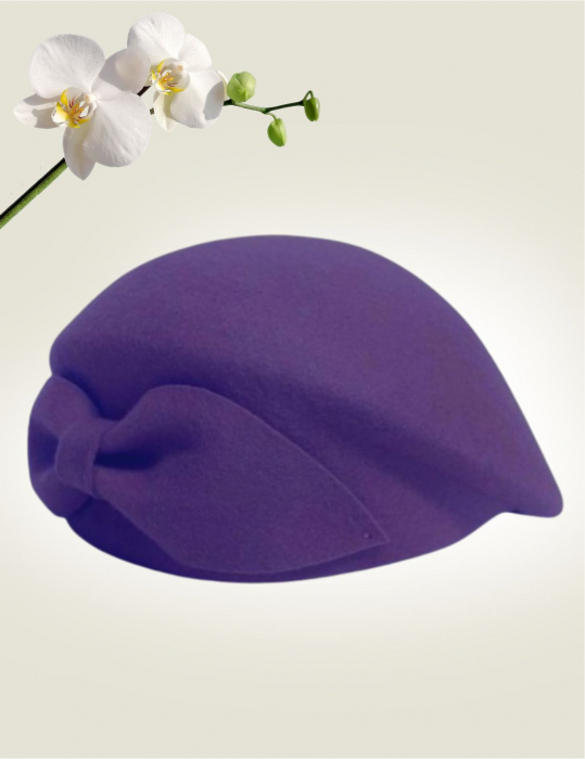 Palarie toca din fetru lux cu funda eleganta PRINCESS LUX (MOV) - marime unica, reglabila [3]